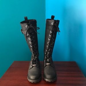 Harley Davidson knee-hi black leather boots